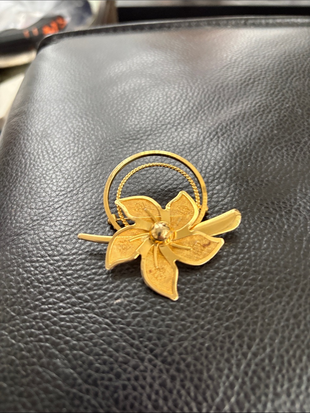 Vintage Gold Plated Flower Brooch- Elegant Floral Jewelry